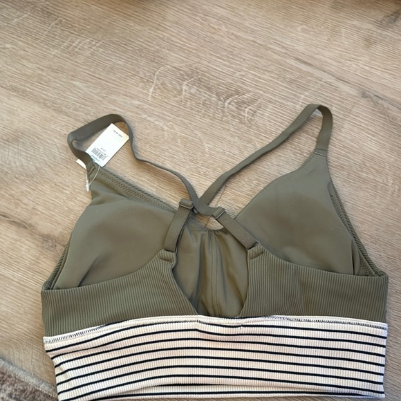 Ribbed Olive Bralette with Striped Band - Picture 7 of 8